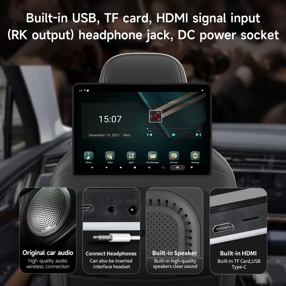 TeslyTech™ 10.1&quot; HD Touchscreen Car Headrest Monitor